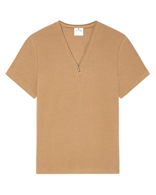 Courreges Natural Logo-Embroidered Cotton-Blend T-Shirt for men