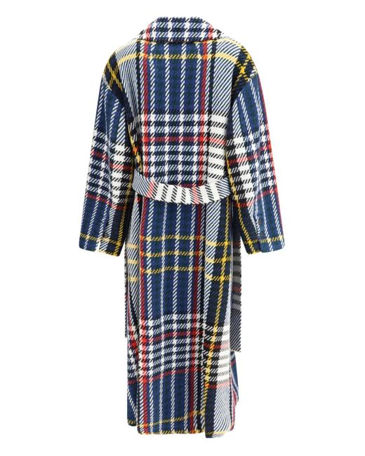 Sara Roka Blue Checked Double-Breasted Coat