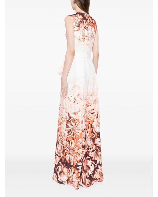 Saiid Kobeisy White Floral-Print Wide-Leg Jumpsuit