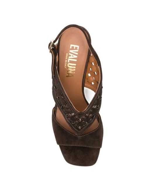 Evaluna Brown Suede Heeled Sandals