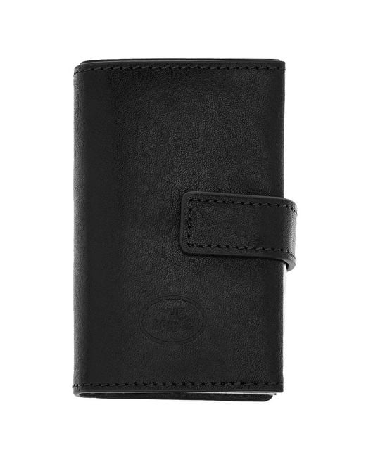 The Bridge Black Press-Stud Leather Cardholder for men