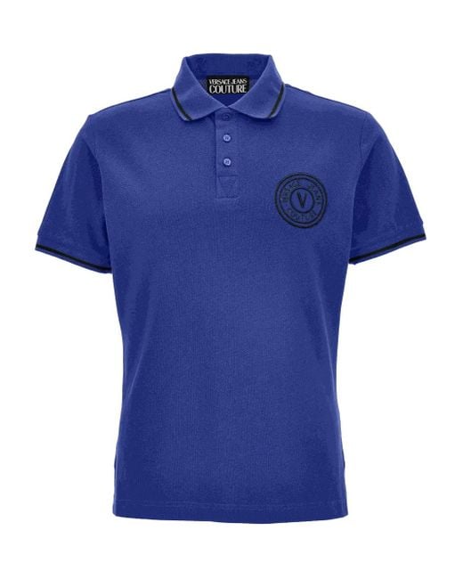 Versace Jeans Couture Blue Polo With Embroidered Logo for men