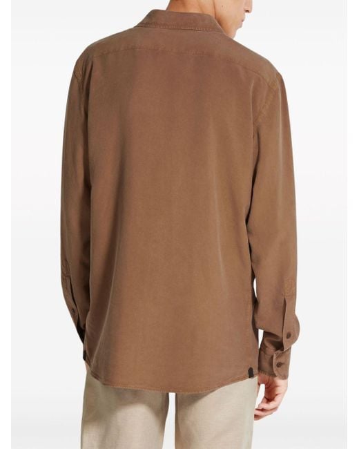 Zegna Brown Mulberry-silk Shirt for men