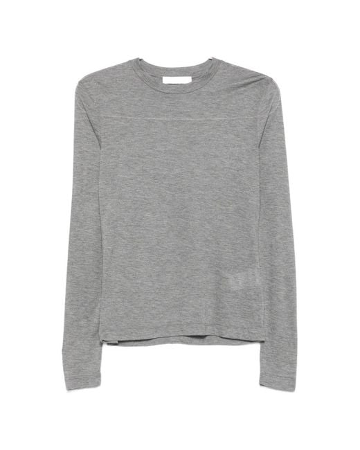 Woc Gray Saran Long-Sleeve Crew-Neck T-Shirt