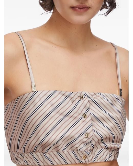 Liu Jo Natural Striped Button Crop Top