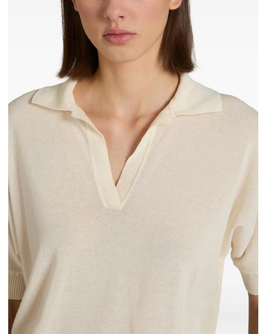 Slowear Natural V-Neck Crêpe Polo Top