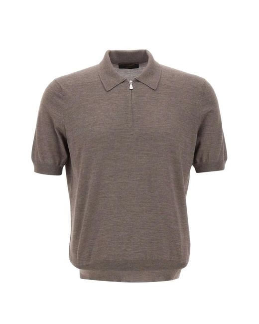 Gran Sasso Gray Half-Zip Short-Sleeve Polo Shirt for men