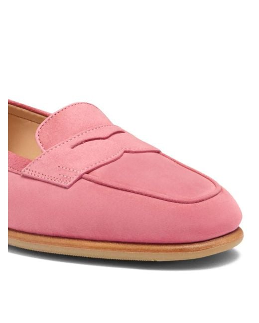 Santoni Pink Suede Carla Loafers