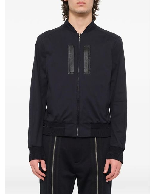Juun.J Blue Leather-Patch Bomber Jacket for men
