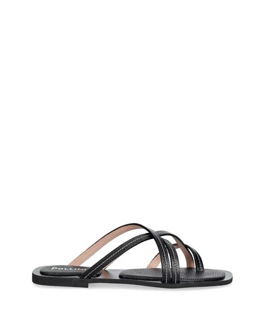 Pollini Black Sandales À Coutures Contrastantes