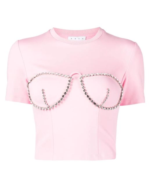Area Pink T-Shirt Mit Kristallen