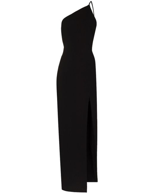 Solace London Petch One-shoulder Asymmetric Midi Dress in Black | Lyst