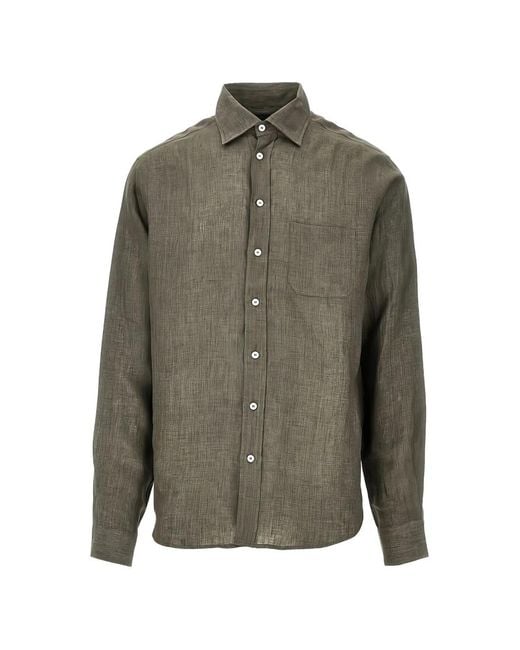 Sease Green Classic Bd Chest-Pocket Linen Shirt for men