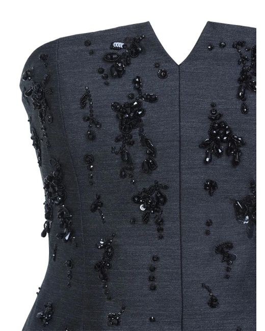 Alberta Ferretti Black Crystal-Embellished Strapless Dress