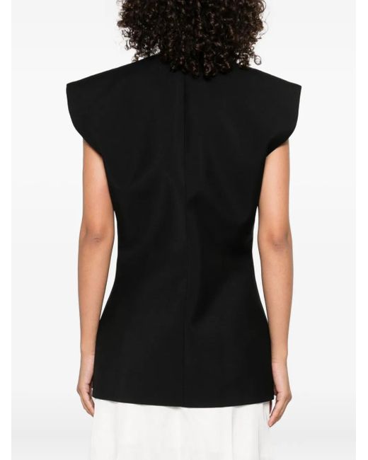 Rohe Gilet Met Enkele Knoop in het Black