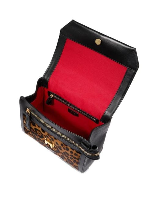 Lancel Black Ninon Leopard-Print Flap Bag
