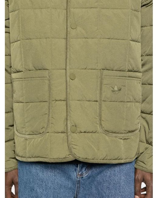 Adidas Green Quilted Buttoned Jacket for men