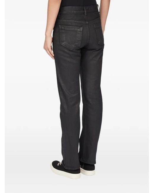 Rick Owens Black Fog Cut Waxed-Finish Jeans