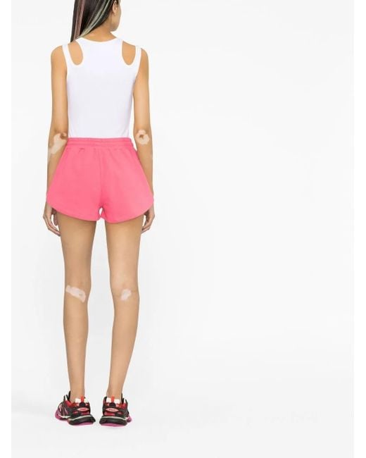 MSGM Pink Logo-patch Track Shorts