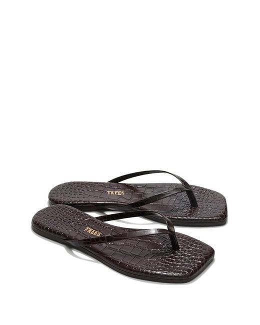TKEES White Lily Square Croc Effect Flip-Flops
