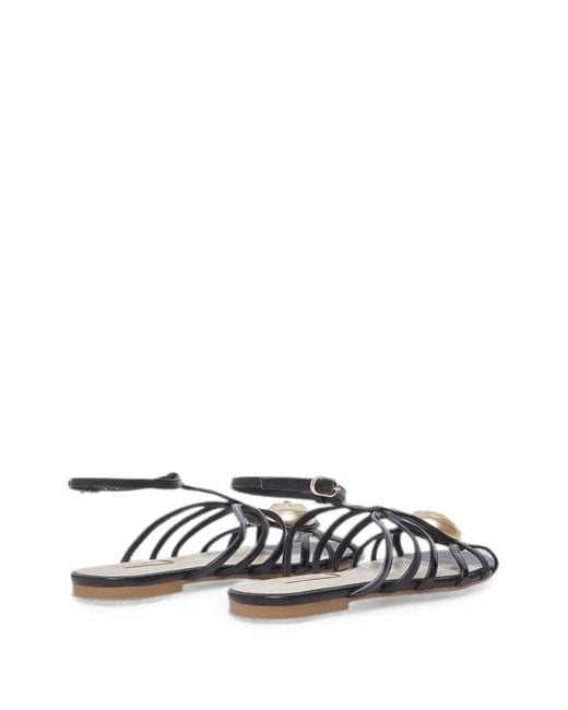 Liu Jo White Logo-Plaque Caged Sandals