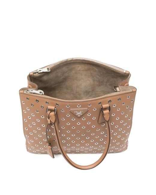 Prada Brown Galleria Eyelet-Embellishment Tote Bag