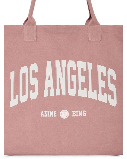 Anine Bing Pink Leo Canvas Tote Los Angeles University