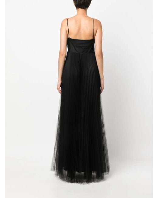 Fabiana Filippi Black Pleated Tulle Maxi Dress