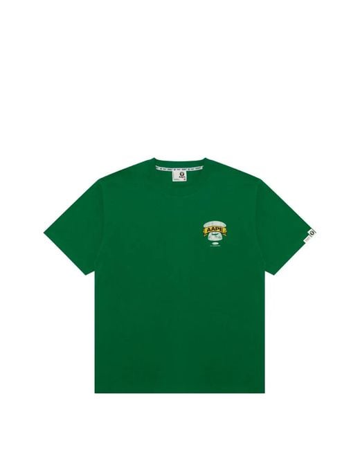 Aape By A Bathing Ape Green Graphic -Print T-Shirt for men