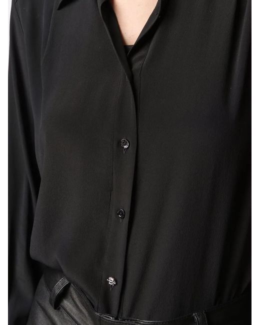 Philipp Plein Black Button-Down Silk Shirt