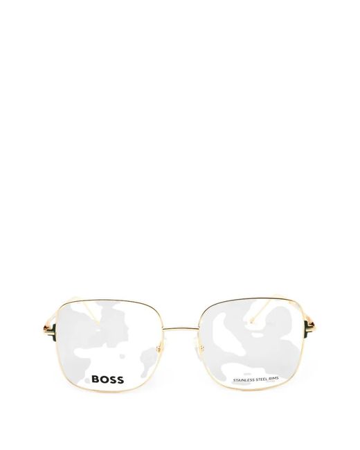 Boss White Square-Frame Glasses