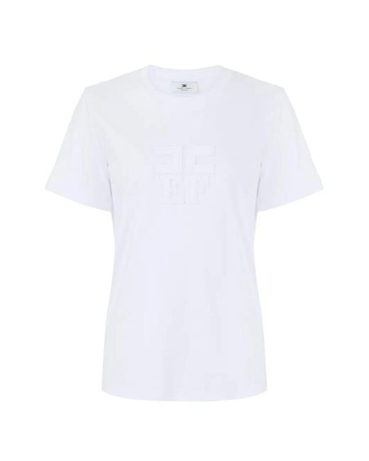 Elisabetta Franchi White Jersey T-Shirt With Logos