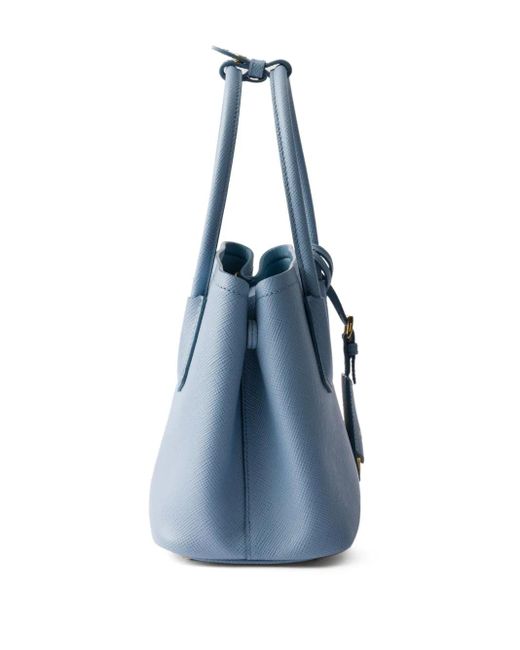 Prada Blue Small Double Saffiano Tote Bag
