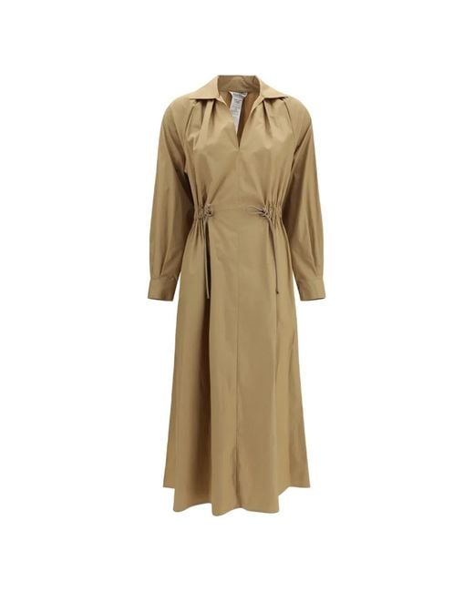 Max Mara Natural Pedaggi Drawstring A-Line Midi Dress