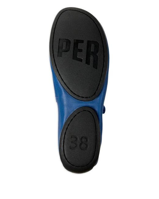 Camper Blue Right Nina Leather Strap Ballerinas