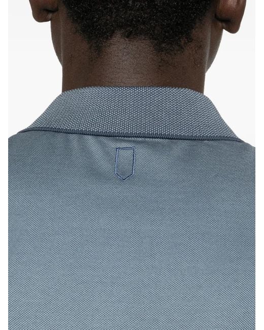 Canali Blue Contrast-Trim Polo Shirt for men