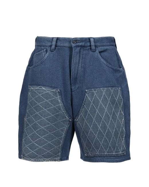 PORTER CLASSIC Blue Kendo Diamond-Quilted Shorts for men