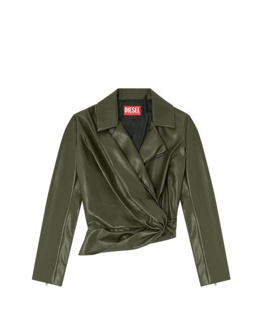 DIESEL Green Draped Wrap-Effect Jacket