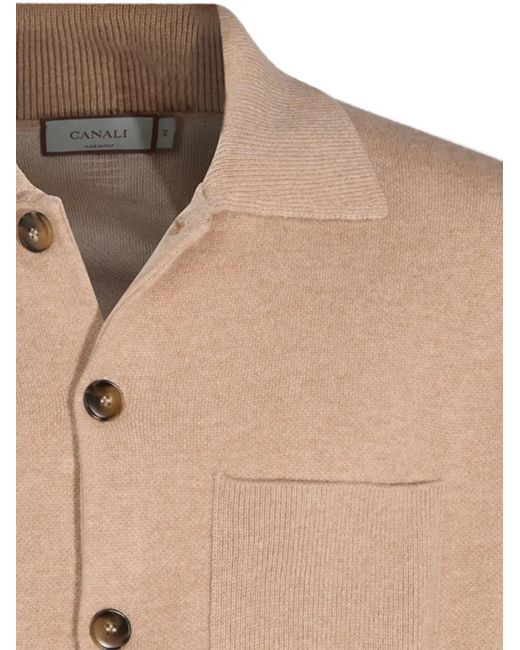 Canali Natural Spread-Collar Chest-Pocket Cardigan for men
