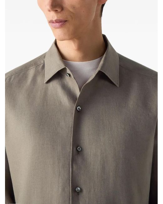 Zegna Gray Oasi Lino Shirt for men