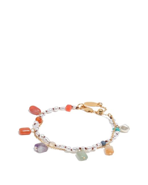 Bimba Y Lola White Faux-Pearl Multi-Stone Bracelet