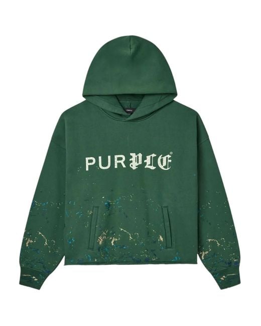 Logo-print hoodie Purple Brand de hombre de color Green