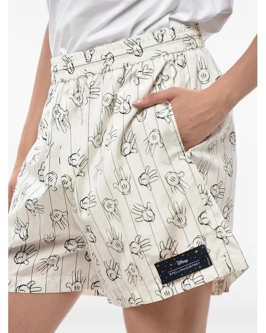 Stella McCartney Natural Mickey Hand-Print Shorts