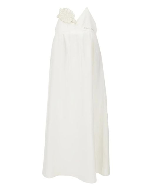 Robe Longue En Coton À Logo Brodé Emporio Armani en coloris White