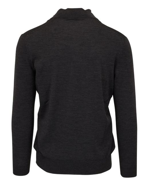 Kiton Black Half-Zip Wool Sweater for men