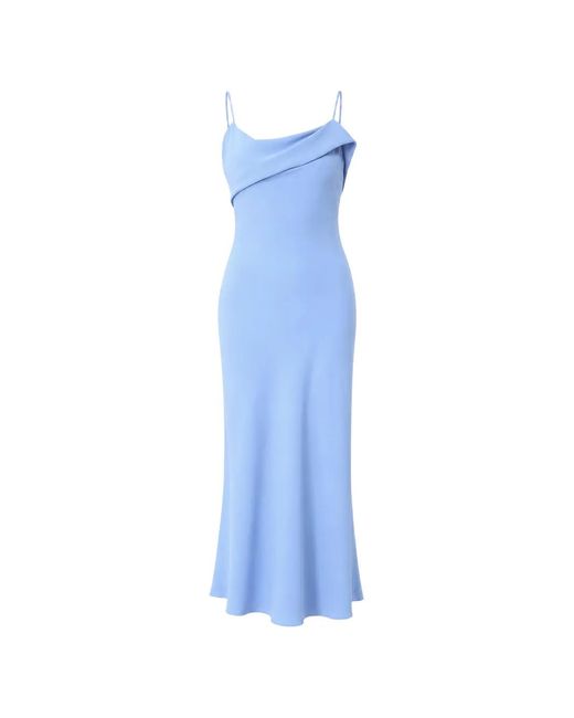 Hanita Blue Draped Asymmetric Maxi Dress