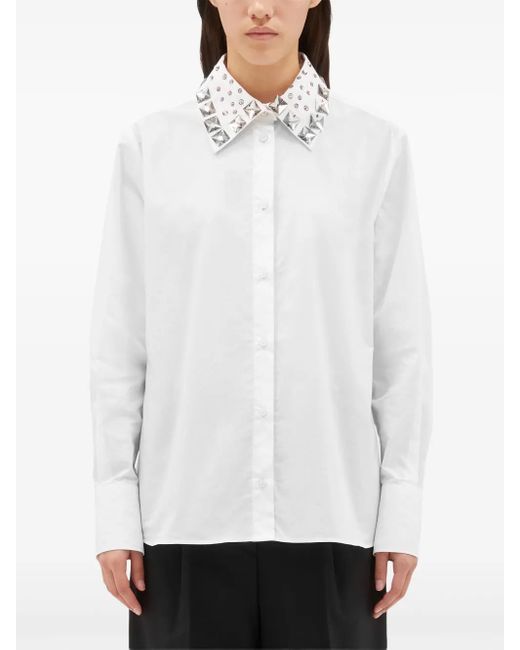 MSGM White Stud Embellishment Shirt