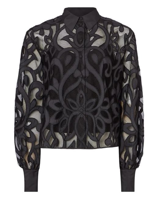 Temperley London Black Lois Embroidered Balloon-Sleeve Shirt