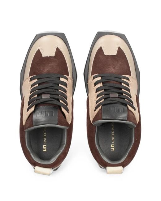 United Nude Brown Stonecourt Mid Panelled Sneakers