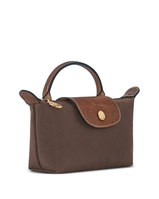 Longchamp Brown Le Pliage Original Pouch With Handle
